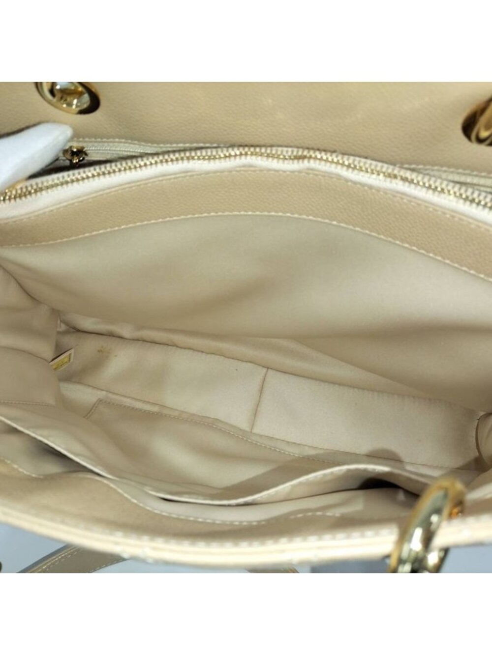 Chanel Gst Chain Tote Bag Quilted Caviar Leather Beige - Picture 9 of 10